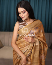 Load image into Gallery viewer, Golden Woven Pure Tussar Silk Saree