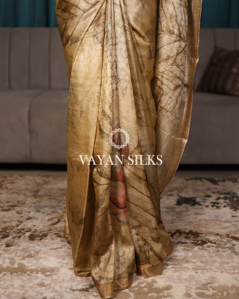 Golden Woven Pure Tussar Silk Saree