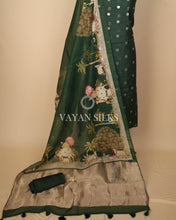Load image into Gallery viewer, Green Banarasi  Mul Silk Unstitched Suit Set