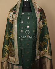 Load image into Gallery viewer, Green Banarasi  Mul Silk Unstitched Suit Set