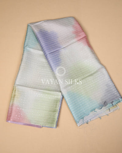 Ice Blue Multi Handwoven Pure Tussar Silk Saree