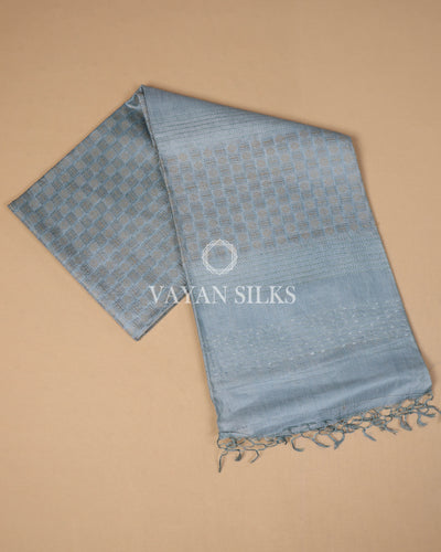 Ice Blue Handwoven Pure Tussar Silk Saree