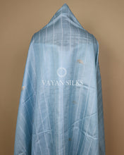 Load image into Gallery viewer, Ice Blue Handwoven Pure Tussar Silk Unstitched Suit Set