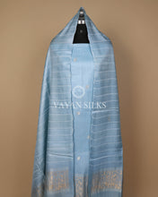 Load image into Gallery viewer, Ice Blue Handwoven Pure Tussar Silk Unstitched Suit Set
