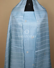 Load image into Gallery viewer, Ice Blue Handwoven Pure Tussar Silk Unstitched Suit Set
