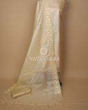 Ivory Cream Embroidered Pure Tussar Silk Unstitched Suit Set