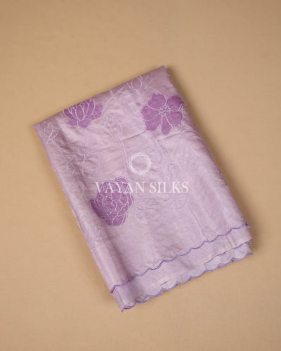 Lavender Embroidered Pure Tussar Silk Saree