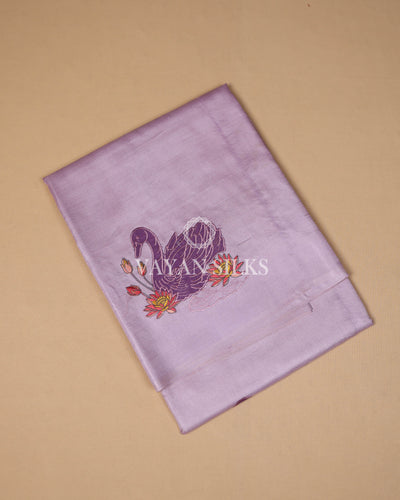 Lavender Embroidered Pure Tussar Silk Saree