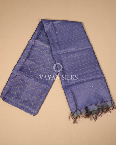 Grey Handwoven Pure Tussar Silk Saree
