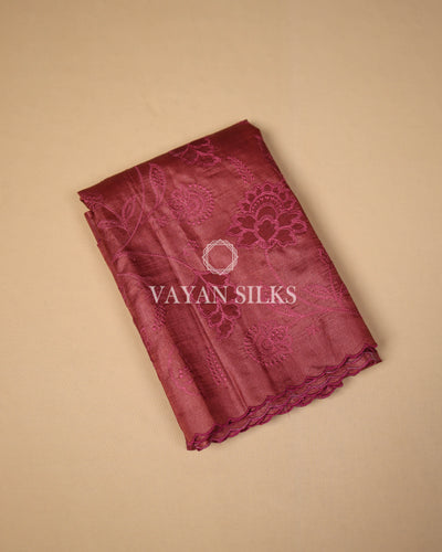 Maroon Embroidered Pure Tussar Silk Saree