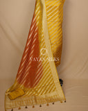 Mustard Yellow Orange Banarasi  Georgette Bandhej Silk Unstitched Suit Set