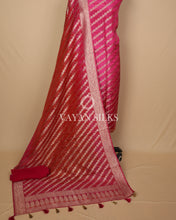 Load image into Gallery viewer, Pink Banarasi  Georgette Bandhej Silk Unstitched Suit Set