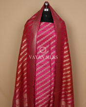 Load image into Gallery viewer, Pink Banarasi  Georgette Bandhej Silk Unstitched Suit Set