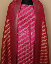 Load image into Gallery viewer, Pink Banarasi  Georgette Bandhej Silk Unstitched Suit Set