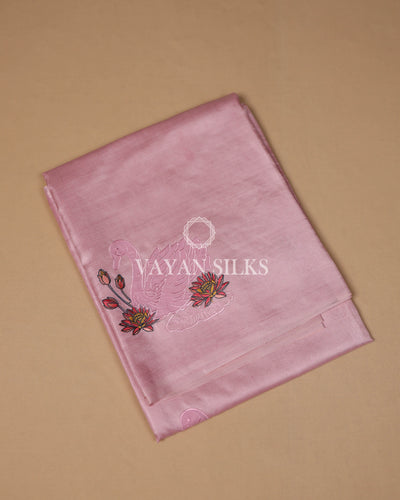 Pink Embroidered Pure Tussar Silk Saree