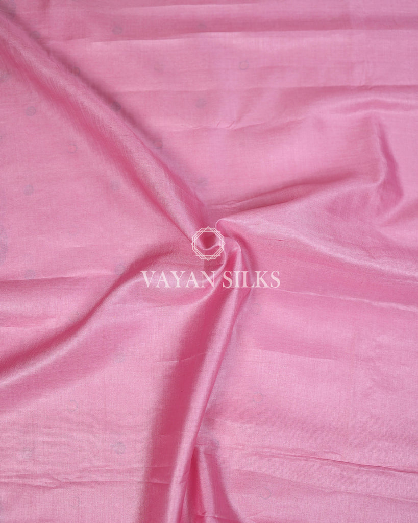 Pink Embroidered Pure Tussar Silk Saree