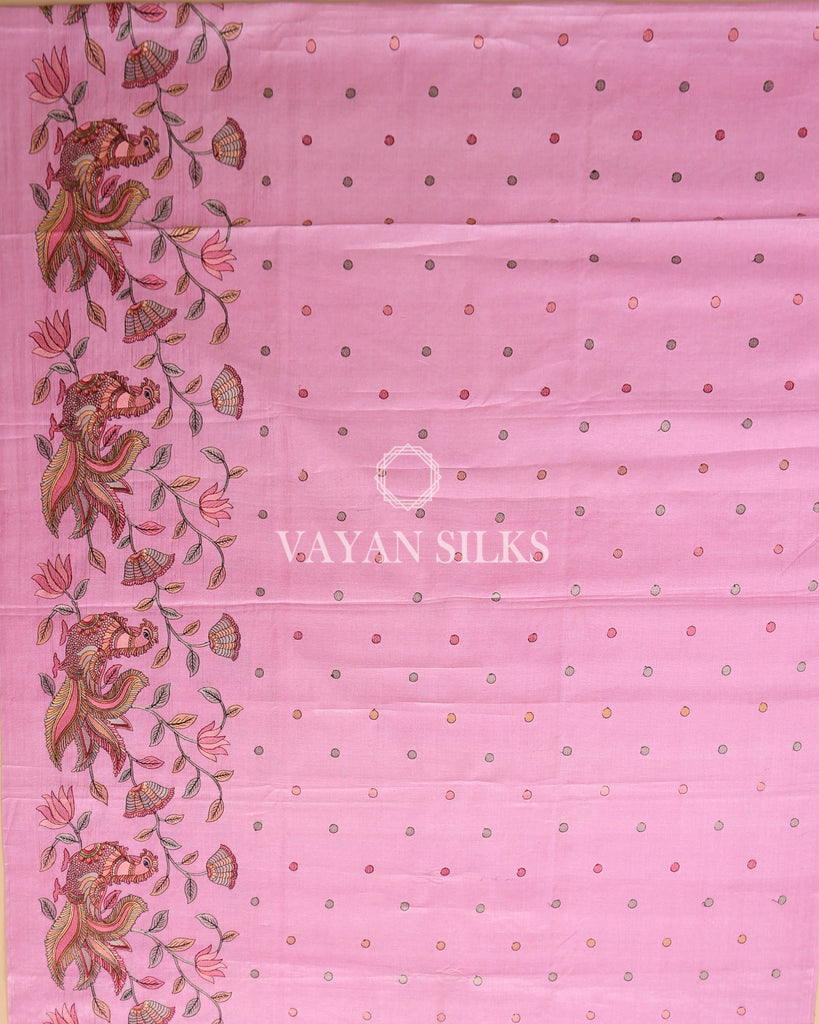 Pink Embroidered Pure Tussar Silk Saree