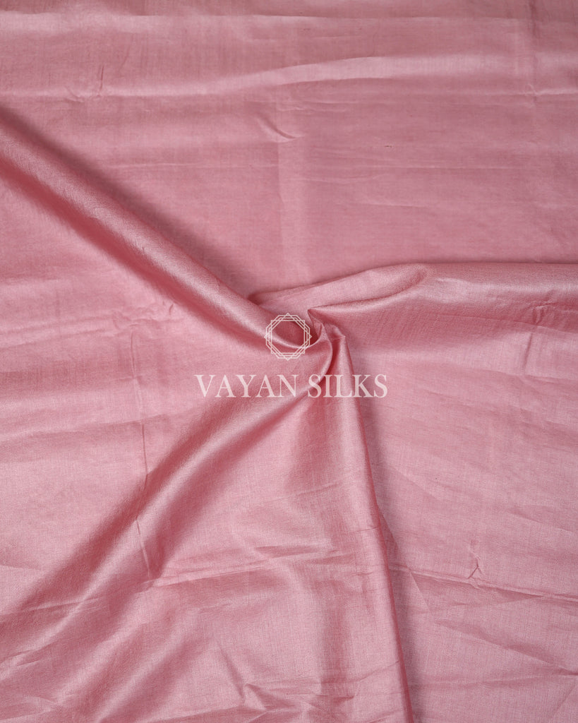 Pink Embroidered Pure Tussar Silk Saree