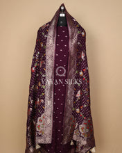 Load image into Gallery viewer, Purple Banarasi  Georgette Silk Unstitched Suit Set