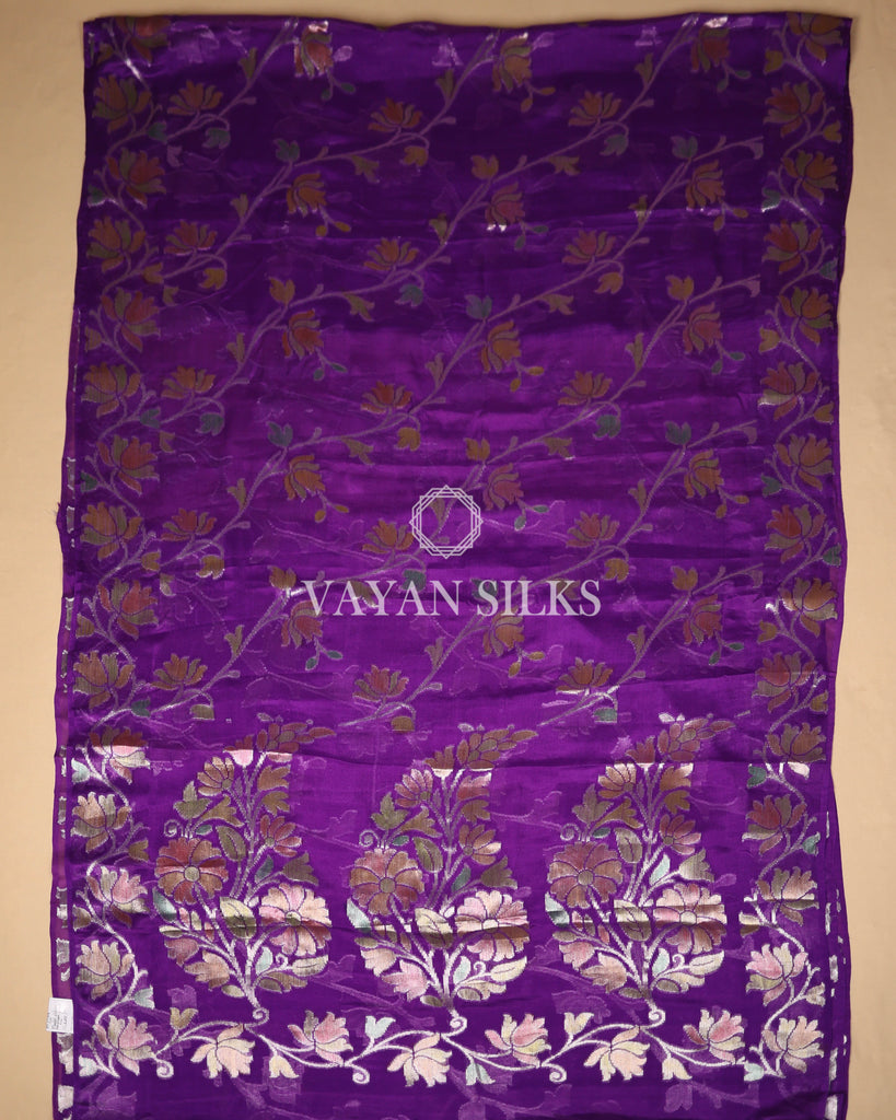 Purple Banarasi Pure Khaddi Silk Saree