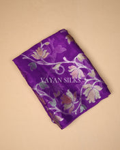 Load image into Gallery viewer, Purple Banarasi Pure Khaddi Silk Saree