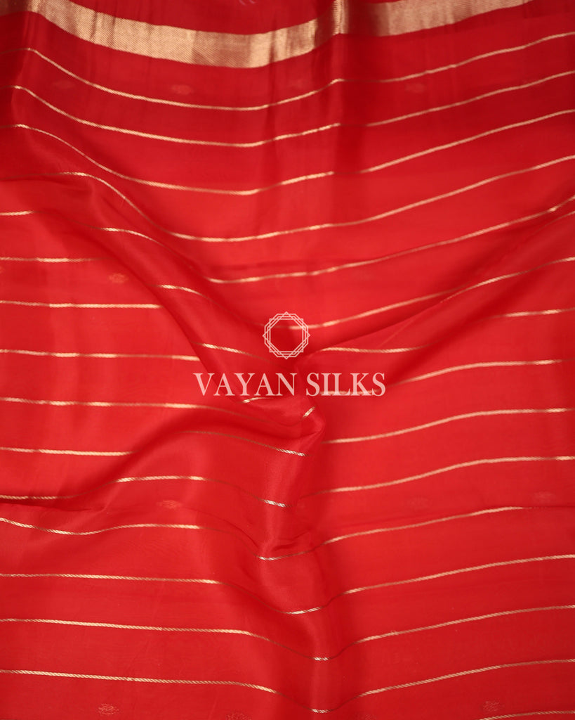 Red Banarasi Kora Silk Saree