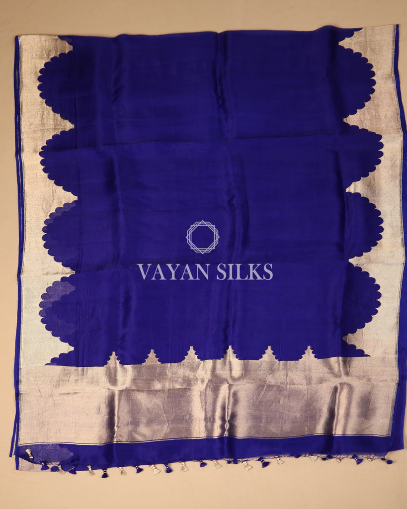 Royal Blue Banarasi Kora Silk Saree
