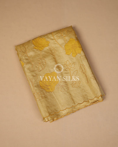 Yellow Embroidered Pure Tussar Silk Saree