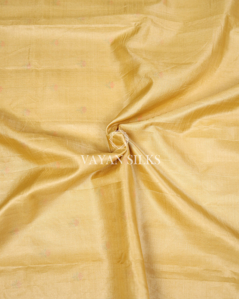 Yellow Embroidered Pure Tussar Silk Saree