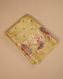 Yellow Embroidered Pure Tussar Silk Saree