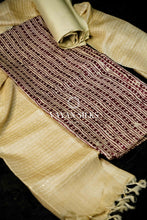 Load image into Gallery viewer, Cream Magenta Tussar Silk Unstitched Salwar Suit