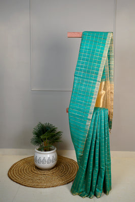 Green Gold Ghicha Silk Hand Woven Saree