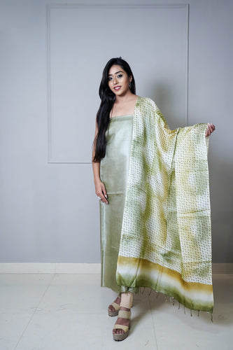 Olive Green Color Printed Suit Set