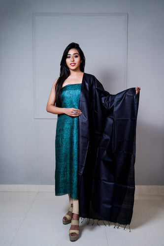 Green Black Color Printed Suit Set