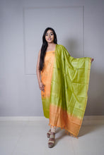 Load image into Gallery viewer, Orange Green Color Handwoven Suit Set