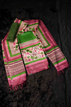 Load image into Gallery viewer, Green Pink Tussar Silk Unstitched Salwar Suit