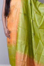 Load image into Gallery viewer, Orange Green Color Handwoven Suit Set