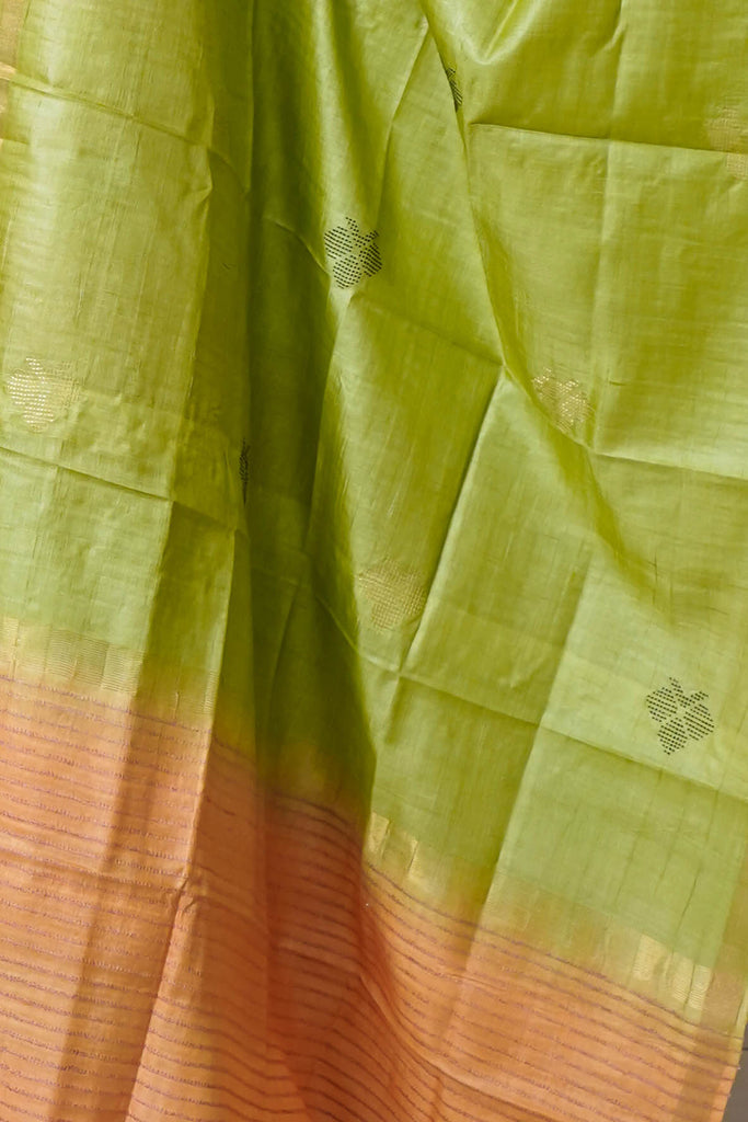 Orange Green Color Handwoven Suit Set