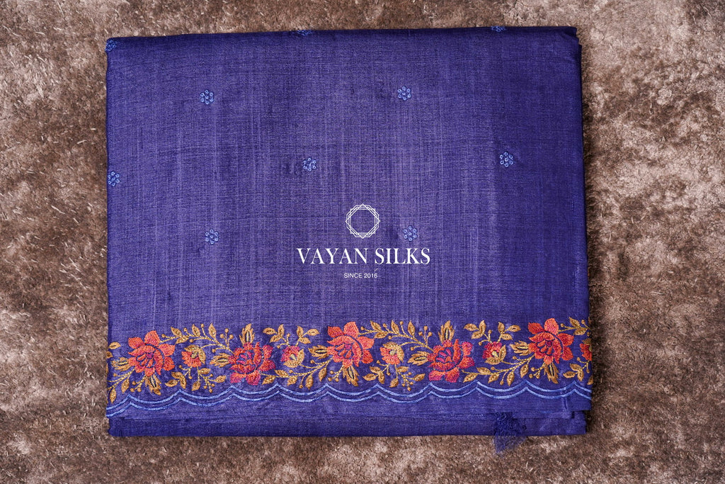 Nazaakat - Royal Blue Saree with Thread Embroidery