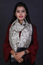 Load image into Gallery viewer, White Black Color Tussar Silk Printed Stole