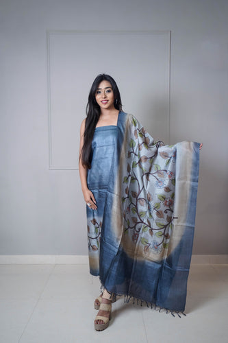 Grey Color Hand painted Suit Set