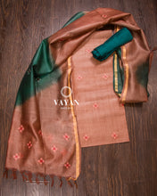 Load image into Gallery viewer, Brown Green Tussar Suit Set