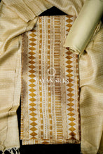 Load image into Gallery viewer, Cream Gold Tussar Silk Unstitched Salwar Suit