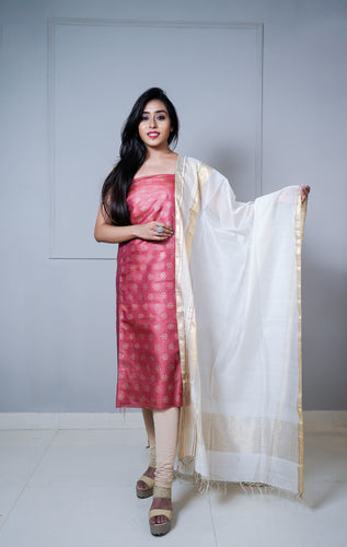 Red White Color Printed Suit Set