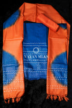 Load image into Gallery viewer, Blue Orange Tussar Silk Unstitched Salwar Set
