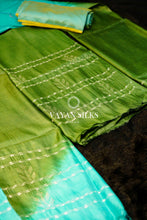 Load image into Gallery viewer, Green Blue Tussar Silk Unstitched Salwar Set