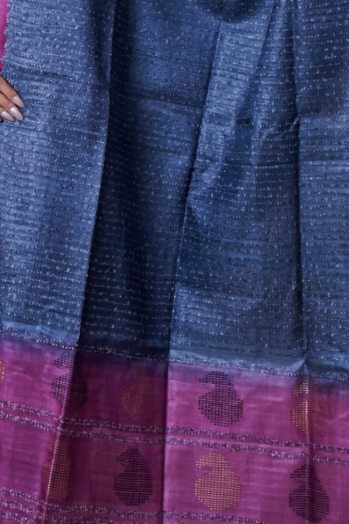 Purple Blue Handwoven Suit Set