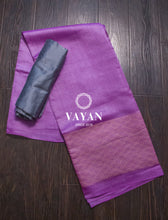 Load image into Gallery viewer, Grey Purple Tussar Silk Suit Set