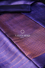 Load image into Gallery viewer, Blue Purple Tussar Silk Unstitched Salwar Suit - Metallic Copper Collection