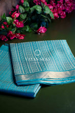 Load image into Gallery viewer, Teal Blue Woven Tussar Silk Saree